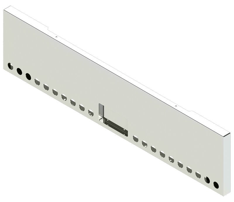 BUMPER FOR PETERBILT 379, 378, 357 1987-2007 22" BOXED END CHROME WITH NO MOUNTING HOLES AND FRENCHED IN LICENSE PLATE BOX, WITH UNIVERSAL BRACKETS THAT FIT CB, CQ, FD, FE ,HA, HC, GO, LIGHT HOLES