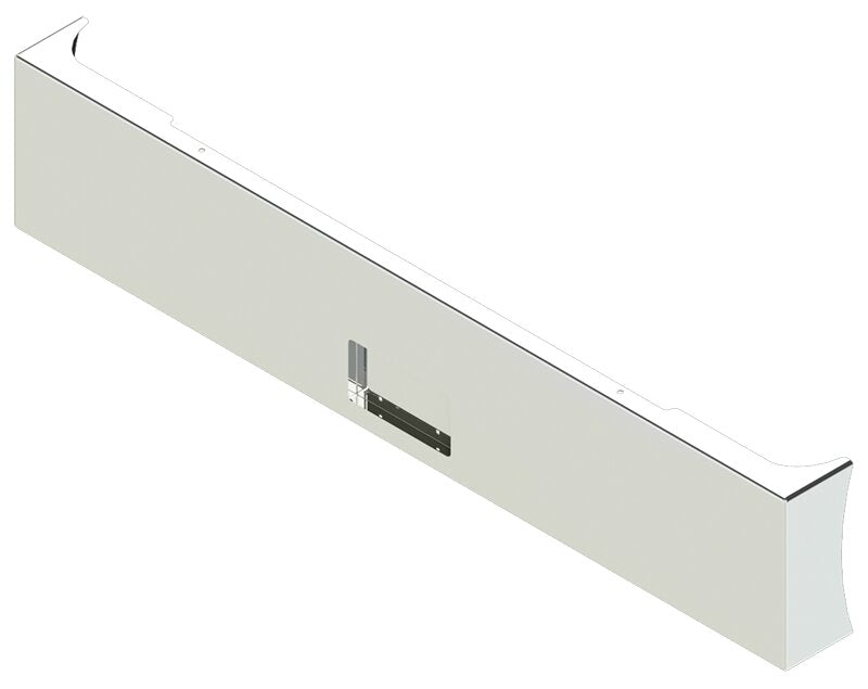 BUMPER FOR PETERBILT 379, 378, 357 1987-2007 18" AMERICAN EAGLE BOXED END WITH 8" EARS CHROME WITH NO MOUNTING HOLES AND FRENCHED IN LICENSE PLATE BOX, WITH UNIVERSAL BRACKETS THAT FIT CB, CQ, FD, FE ,HA, HC, GO