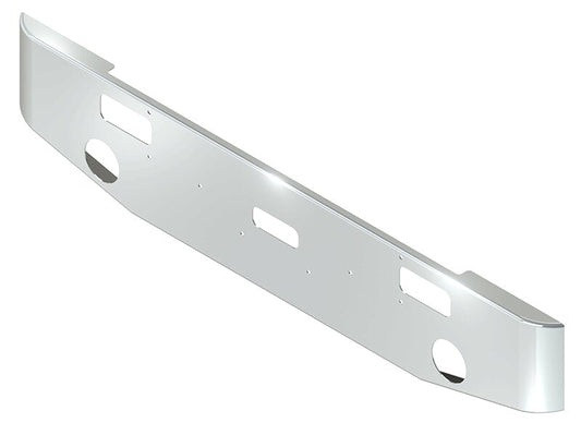 BUMPER FOR PETERBILT 362 CABOVER 1981-2000 18" TAPER HAND FORM CHROME WITH ROUND FOG LIGHT HOLES & STEP HOLES & TOW HOLE