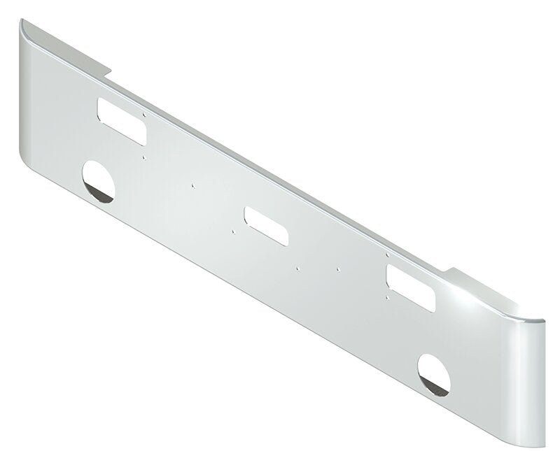 BUMPER FOR PETERBILT 362 CABOVER 1981-2000 20" SQUARE ROLLED END CHROME WITH ROUND FOG LIGHT HOLES & STEP HOLES & TOW HOLE