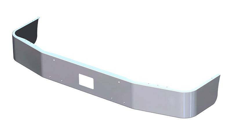 BUMPER FOR PETERBILT 377 WITH 120" BBC / 122" BBC SETBACK AXLE 1997-2007 & 385 WITH 120" SETBACK AXLE 1997-2007 12" TO 14" SETBACK AXLE CHROME WITH TOW HOLE