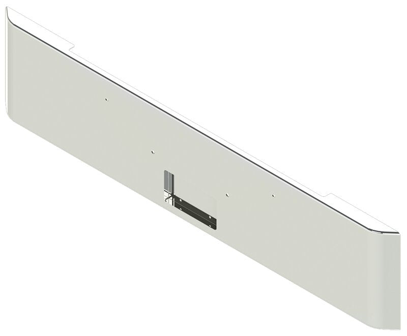 BUMPER FOR PETERBILT 365, 367, 388, 389, 567 2007-2022 20" SQUARE ROLLED END CHROME WITH MOUNTING HOLES ONLY AND FRENCHED IN LICENSE PLATE BOX