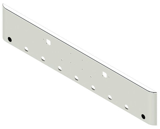 BUMPER FOR PETERBILT 365, 367, 388, 389, 567 2007-2022 18" SQUARE ROLLED END CHROME WITH TOW HOLE AND LICENSE PLATE HOLES, LIGHT HOLES