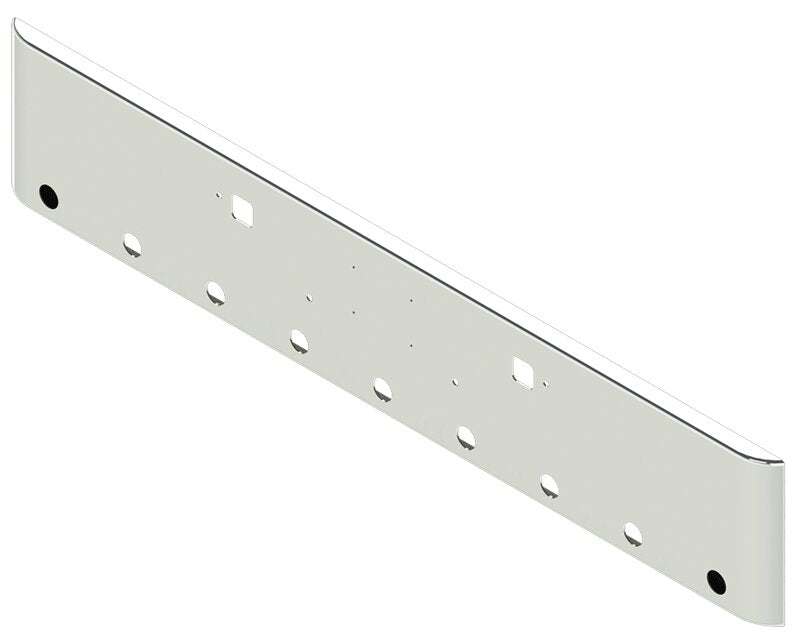 Bumper For KENWORTH, KW, W990, 2018-2026, 18", SQUARE ROLLED END, CHROME, TOW HOLES, LIGHT HOLES, 7ga