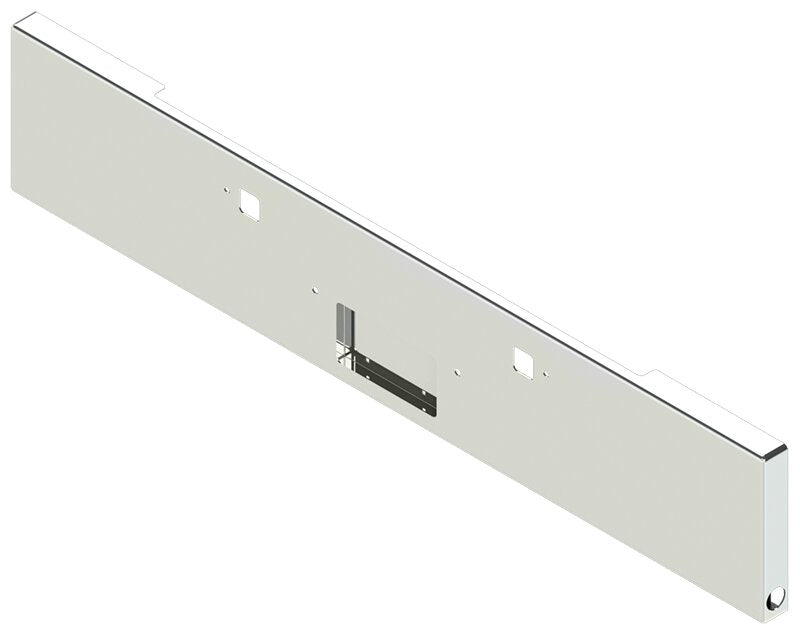 BUMPER FOR PETERBILT 365, 367, 388, 389, 567 2007-2022 18" BOXED END CHROME WITH TOW HOLE AND FRENCHED IN LICENSE PLATE BOX, 2" HOLE AT EACH END OF THE BUMPER