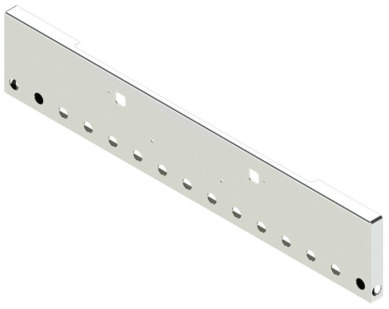 BUMPER FOR PETERBILT 365, 367, 388, 389, 567 2007-2022 18" BOXED END CHROME WITH TOW HOLE AND 15 HOLES FOR 2" LIGHTS, 2" HOLE AT EACH END OF THE BUMPER