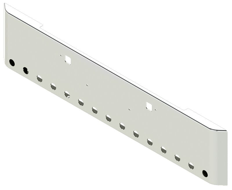 BUMPER FOR PETERBILT 365, 367, 388, 389, 567 2007-2022 20" SQUARE ROLLED END CHROME WITH TOW HOLE AND 15 HOLES FOR 2" LIGHTS