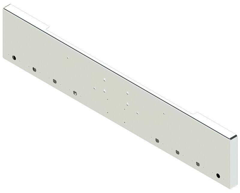 BUMPER FOR PETERBILT 365, 367, 388, 389, 567 2007-2022 18" BOXED END CHROME WITH EXTERIOR BOLT ON HITCH HOLES AND LICENSE PLATE HOLES, LIGHT HOLES