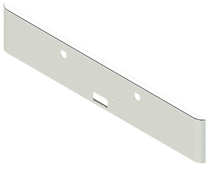 Bumper For KENWORTH, KW, W990, 2018-2026, 18", SQUARE ROLLED END, CHROME, TOW HOLES, STEP HOLES, 10ga