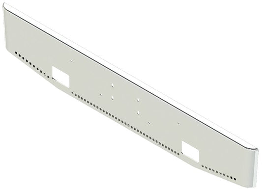Bumper For KENWORTH, KW, W990, 2018-2026, 16", TAPER ROLLED END, CHROME, FOG HOLES, HITCH HOLES, LIGHT HOLES, 7ga