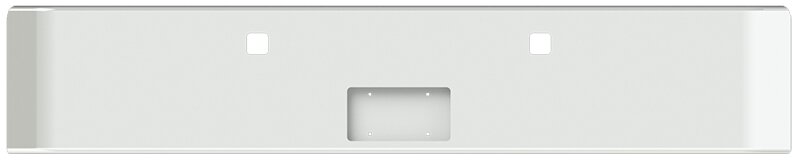 BUMPER FOR PETERBILT 365, 367, 388, 389, 567 2007-2022 18" SQUARE ROLLED END STAINLESS STEEL WITH TOW HOLE & NO MOUNTING HOLES AND FRENCHED IN LICENSE PLATE BOX, WITH UNIVERSAL BRACKETS THAT FIT CB, CQ, FD, FE ,HA, HC, GO