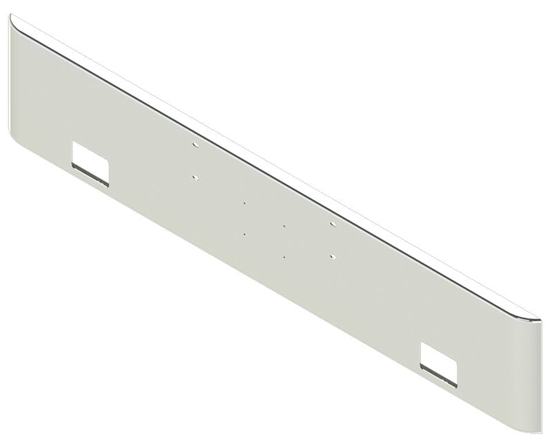 BUMPER FOR WESTERN STAR 4900SF, 4900EX, CONSTELLATION, LOWMAXX, HERITAGE 1989-2007 18" SQUARE ROLLED END CHROME WITH MOUNTING HOLES ONLY AND LICENSE PLATE HOLES