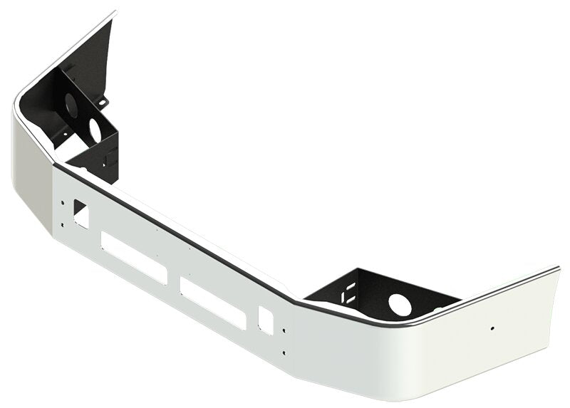 BUMPER FOR VOLVO VNL SETBACK AXLE - REPLACES STAINLESS CLAD 1996-2003 12" TO 14" SETBACK AXLE CHROME WITH TOW HOLE & VENT HOLES AND LICENSE PLATE HOLES