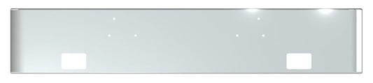 BUMPER FOR STERLING L, LN, LT, LTN, LTL, -800, -900, -8000, -9000 1970-1990 18" SQUARE ROLLED END CHROME WITH RECTANGULAR FOG LIGHT HOLES