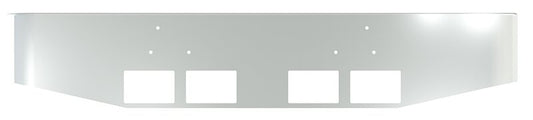BUMPER FOR STERLING L, LN, LT, LTN, LTL, -800, -900, -8000, -9000 1970-1990 18" TAPER HAND FORM CHROME WITH 4 RECTANGULAR FOG LIGHT HOLES