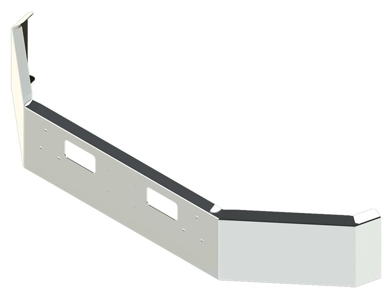 BUMPER FOR FORD AEROMAX SETBACK AXLE, L, LS, LA, LTS, LTA 1988-1995 12" TO 14" SETBACK AXLE CHROME WITH TOW HOLE AND LICENSE PLATE HOLES