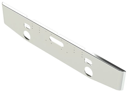 BUMPER FOR FREIGHTLINER CABOVER & CONVENTIONAL 1980-1984 16" TAPER ROLLED END CHROME WITH ROUND FOG LIGHT HOLES & STEP HOLES & TOW HOLE