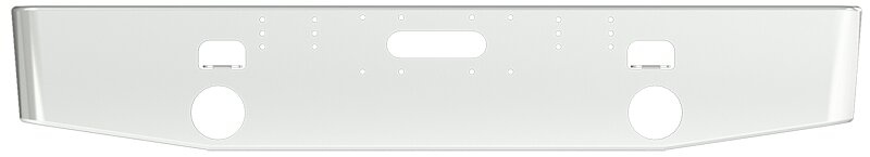BUMPER FOR FREIGHTLINER CABOVER & CONVENTIONAL 1980-1984 16" TAPER ROLLED END CHROME WITH ROUND FOG LIGHT HOLES & STEP HOLES & TOW HOLE