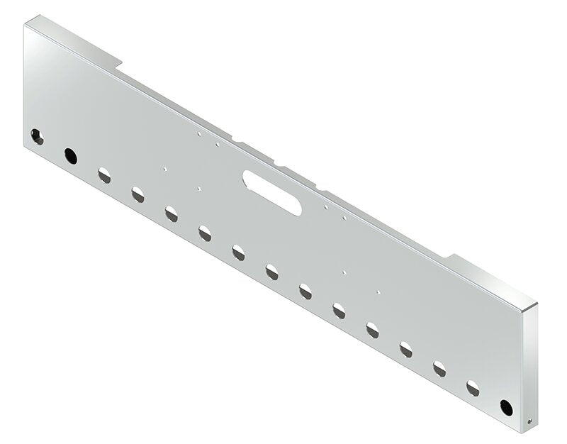 BUMPER FOR FREIGHTLINER CABOVER & CONVENTIONAL & CLASSIC 1984-1999 20" BOXED END CHROME WITH TOW HOLE AND 15 HOLES FOR 2" LIGHTS, 3/4" HOLE AT EACH END OF THE BUMPER