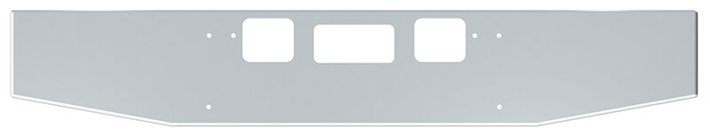 BUMPER FOR FREIGHTLINER CORONADO 122SD SET FORWARD 2010-2022 16" BOXED END TAPER CHROME WITH TOW HOLE & STEP HOLES, AND THE TWO OUTER MOUNTING HOLES ARE VERTICALLY ALLIGNED