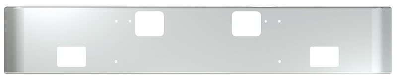 BUMPER FOR FREIGHTLINER CORONADO 122SD SET FORWARD 2010-2022 16" SQUARE HAND FORM CHROME, AND THE TWO OUTER MOUNTING HOLES ARE VERTICALLY ALLIGNED