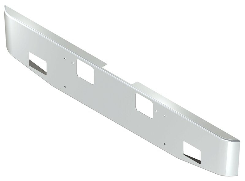 BUMPER FOR FREIGHTLINER CORONADO 122SD SET FORWARD 2010-2022 16" TAPER HAND FORM CHROME, AND THE TWO OUTER MOUNTING HOLES ARE VERTICALLY ALLIGNED
