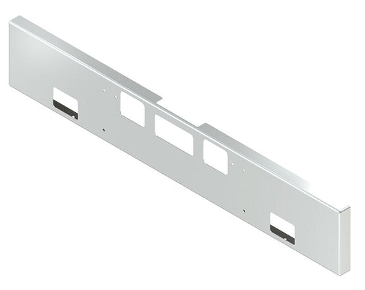 BUMPER FOR FREIGHTLINER CORONADO 122SD SET FORWARD 2010-2022 16" BOXED END CHROME, AND THE TWO OUTER MOUNTING HOLES ARE VERTICALLY ALLIGNED