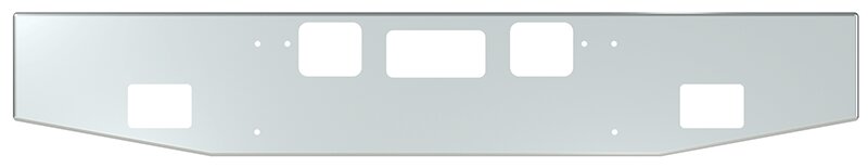 BUMPER FOR FREIGHTLINER CORONADO 122SD SET FORWARD 2010-2022 16" BOXED END TAPER CHROME, AND THE TWO OUTER MOUNTING HOLES ARE VERTICALLY ALLIGNED