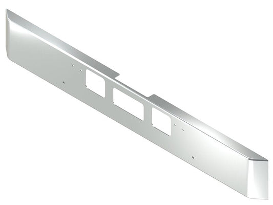 BUMPER FOR FREIGHTLINER CORONADO 122SD SET FORWARD 2010-2022 12" SQUARE HAND FORM STAINLESS STEEL WITH TOW HOLE & STEP HOLES, AND THE TWO OUTER MOUNTING HOLES ARE DIAGONAL