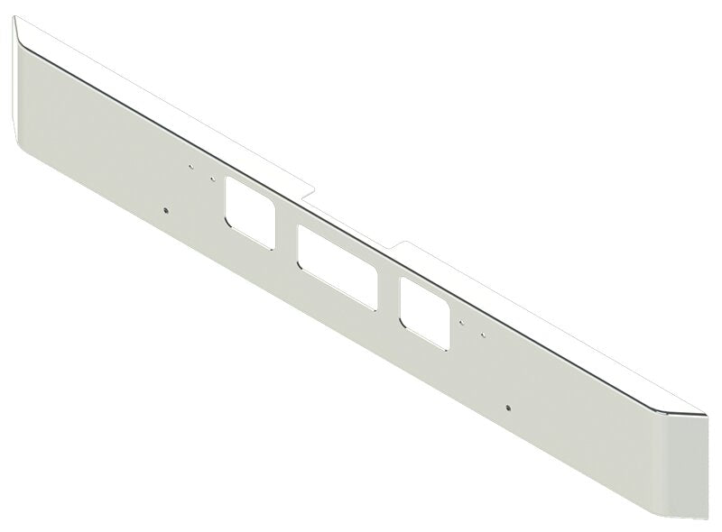 BUMPER FOR FREIGHTLINER CORONADO 122SD SET FORWARD 2010-2022 12" SQUARE HAND FORM CHROME WITH TOW HOLE & STEP HOLES, AND THE TWO OUTER MOUNTING HOLES ARE DIAGONAL