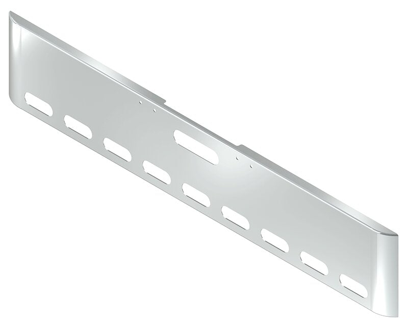 BUMPER FOR FREIGHTLINER FLD CLASSIC 2000-2002 18" SQUARE ROLLED END CHROME WITH TOW HOLE AND 9 OVAL HOLES