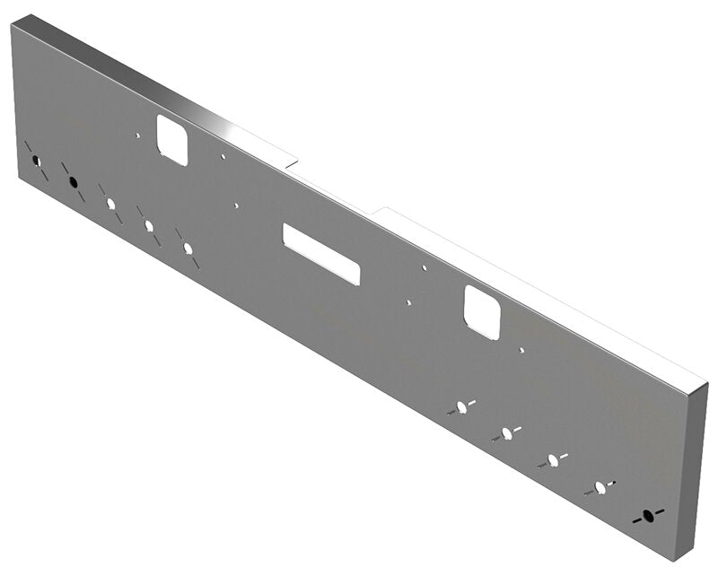 BUMPER FOR FREIGHTLINER FLD CLASSIC 1200 SERIES 2002-2007 20" BOXED END CHROME WITH TOW HOLE & STEP HOLES, LIGHT HOLES