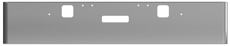 BUMPER FOR FREIGHTLINER FLD CLASSIC 1400 SERIES 2002-2007 18" SQUARE ROLLED END CHROME WITH TOW HOLE & STEP HOLES