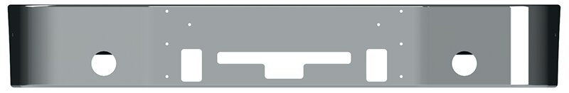 BUMPER FOR FREIGHTLINER COLUMBIA 1999-2007 & CENTURY 2005-2007 12" TO 14" SETBACK AXLE CHROME WITH TOW HOLE & ROUND FOG LIGHT HOLES & VENT HOLES