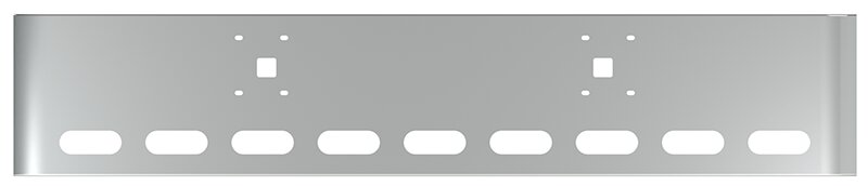 BUMPER FOR IHC 9900 2000-2022 18" SQUARE ROLLED END CHROME WITH TOW HOLE AND 9 OVAL HOLES