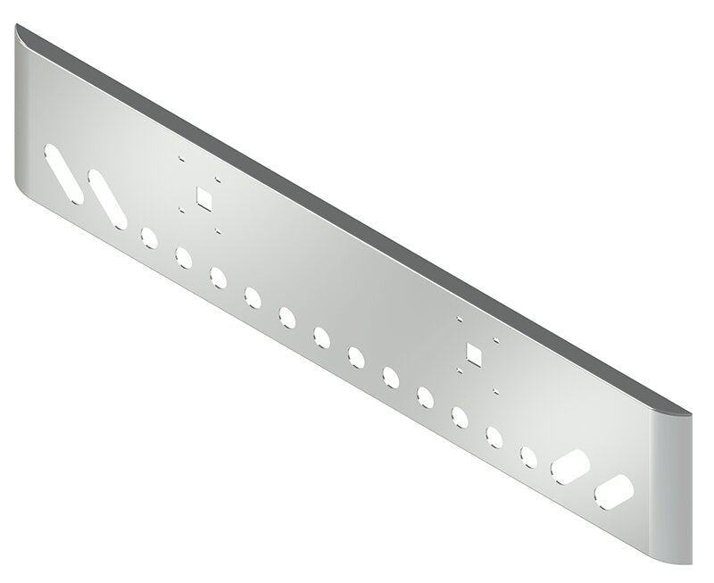 BUMPER FOR IHC 9900 2000-2022 18" SQUARE ROLLED END CHROME WITH TOW HOLE, LIGHT HOLES