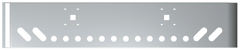 BUMPER FOR IHC 9900 2000-2022 18" SQUARE ROLLED END CHROME WITH TOW HOLE, LIGHT HOLES
