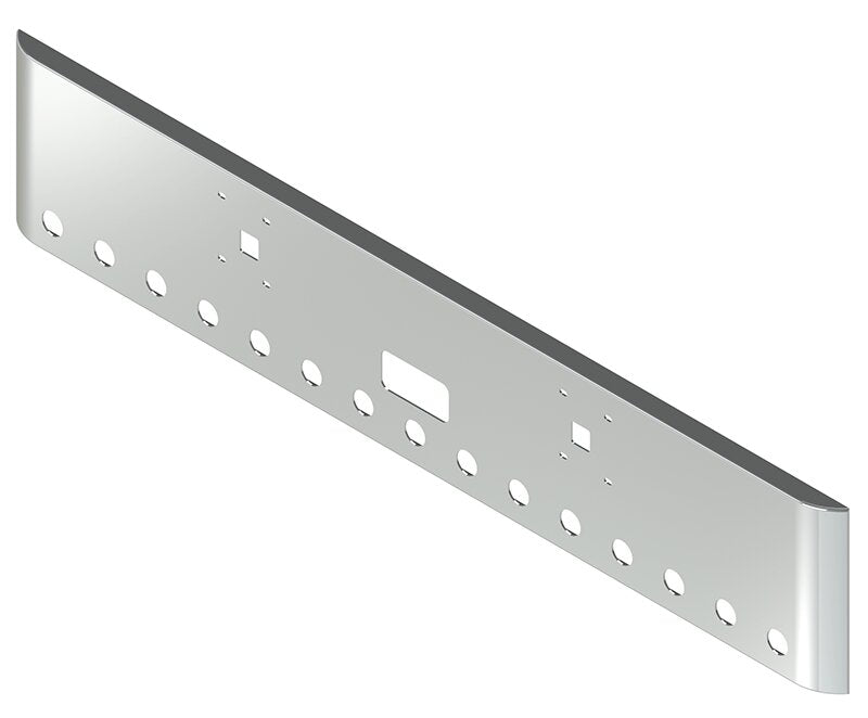 BUMPER FOR IHC 9900 2000-2022 18" SQUARE ROLLED END CHROME AND 15 HOLES FOR 2" LIGHTS