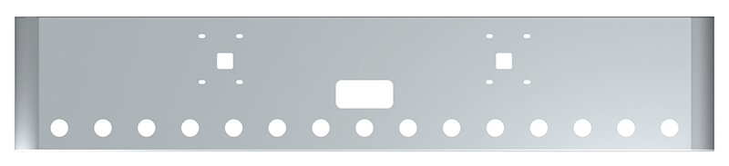 BUMPER FOR IHC 9900 2000-2022 18" SQUARE ROLLED END CHROME AND 15 HOLES FOR 2" LIGHTS