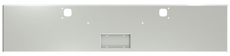 BUMPER FOR KENWORTH W900B 1982-2010 & W900L 1982-2022 20" BOXED END CHROME WITH TOW HOLE AND FRENCHED IN LICENSE PLATE BOX, 5/8" HOLE AT EACH END OF THE BUMPER