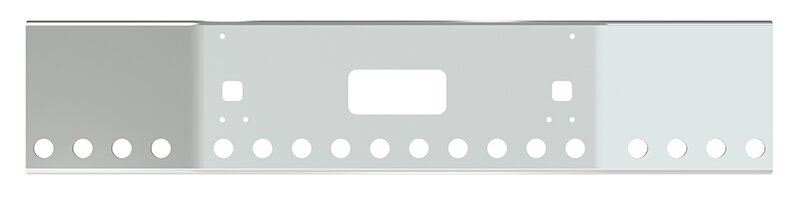 BUMPER FOR KENWORTH T800 & T880 2004-2022 18" OPEN END CHROME WITH TOW HOLE & STEP HOLES, LIGHT HOLES