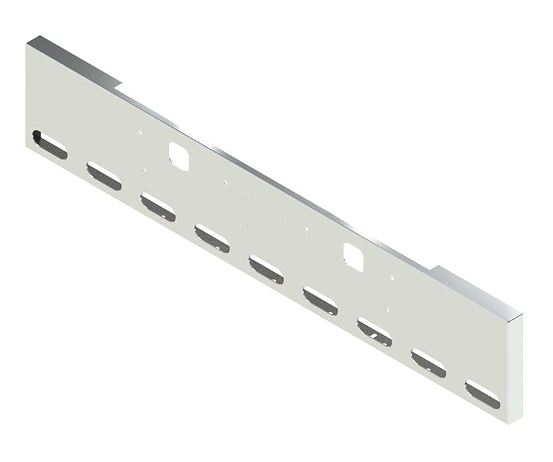 BUMPER FOR KENWORTH W900S 2008-2022 18" BOXED END CHROME WITH TOW HOLE AND 9 OVAL HOLES, LICENSE PLATE HOLES