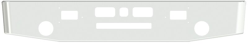 BUMPER FOR MACK R-600, R-700 1970-1990 16" TAPER ROLLED END CHROME WITH TOW HOLE & ROUND FOG LIGHT HOLES & VENT HOLES