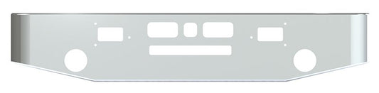 BUMPER FOR MACK R-600, R-700 1970-1990 18" TAPER HAND FORM CHROME WITH TOW HOLE & ROUND FOG LIGHT HOLES & VENT HOLES