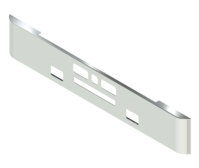 BUMPER FOR MACK WESTERN CONTRACTOR, RD688, RD690 1989-2001 16" SQUARE HAND FORM CHROME WITH TOW HOLE, VENT HOLES , GRILL GUARD HOLES