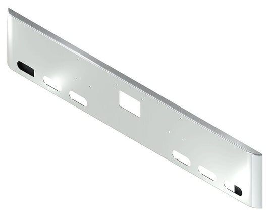 BUMPER FOR PETERBILT 379, 378, 357 1987-2007 18" SQUARE ROLLED END CHROME WITH TOW HOLE, LIGHT HOLES