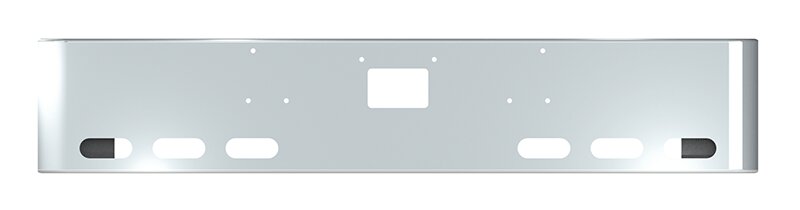 BUMPER FOR PETERBILT 379, 378, 357 1987-2007 18" SQUARE ROLLED END CHROME WITH TOW HOLE, LIGHT HOLES