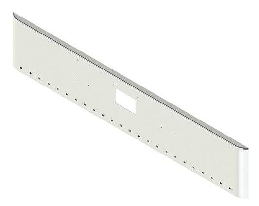 BUMPER FOR PETERBILT 379, 378, 357 1987-2007 18" SQUARE ROLLED END CHROME WITH TOW HOLE, LIGHT HOLES