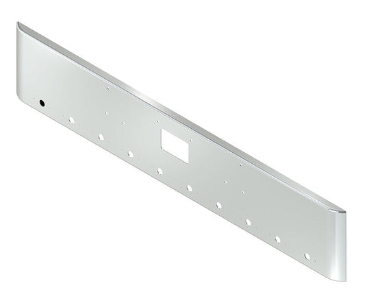 BUMPER FOR PETERBILT 379, 378, 357 1987-2007 18" SQUARE ROLLED END CHROME WITH TOW HOLE, LIGHT HOLES