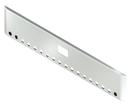 BUMPER FOR PETERBILT 379, 378, 357 1987-2007 18" SQUARE ROLLED END CHROME WITH TOW HOLE, LIGHT HOLES